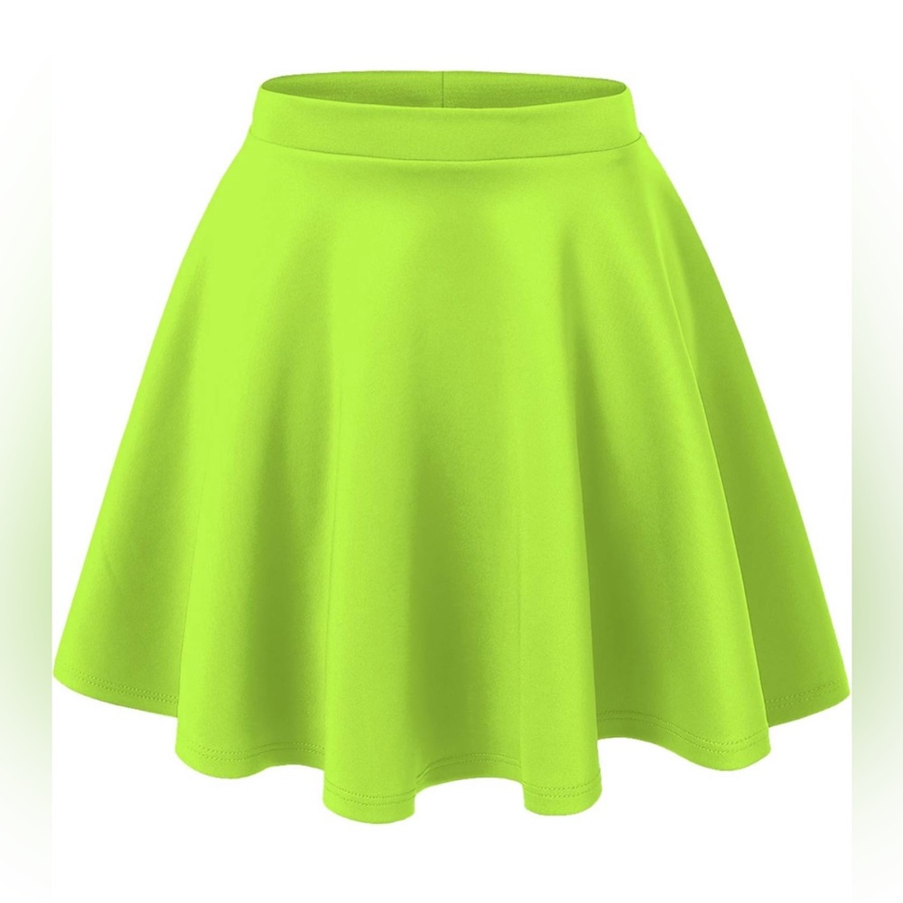 Flared Neon Lime Skater Skirt